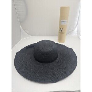 Floppy Hat Brim Ribbon Bow Folding Summer Beach Sun Beach Straw Hat Black Women
